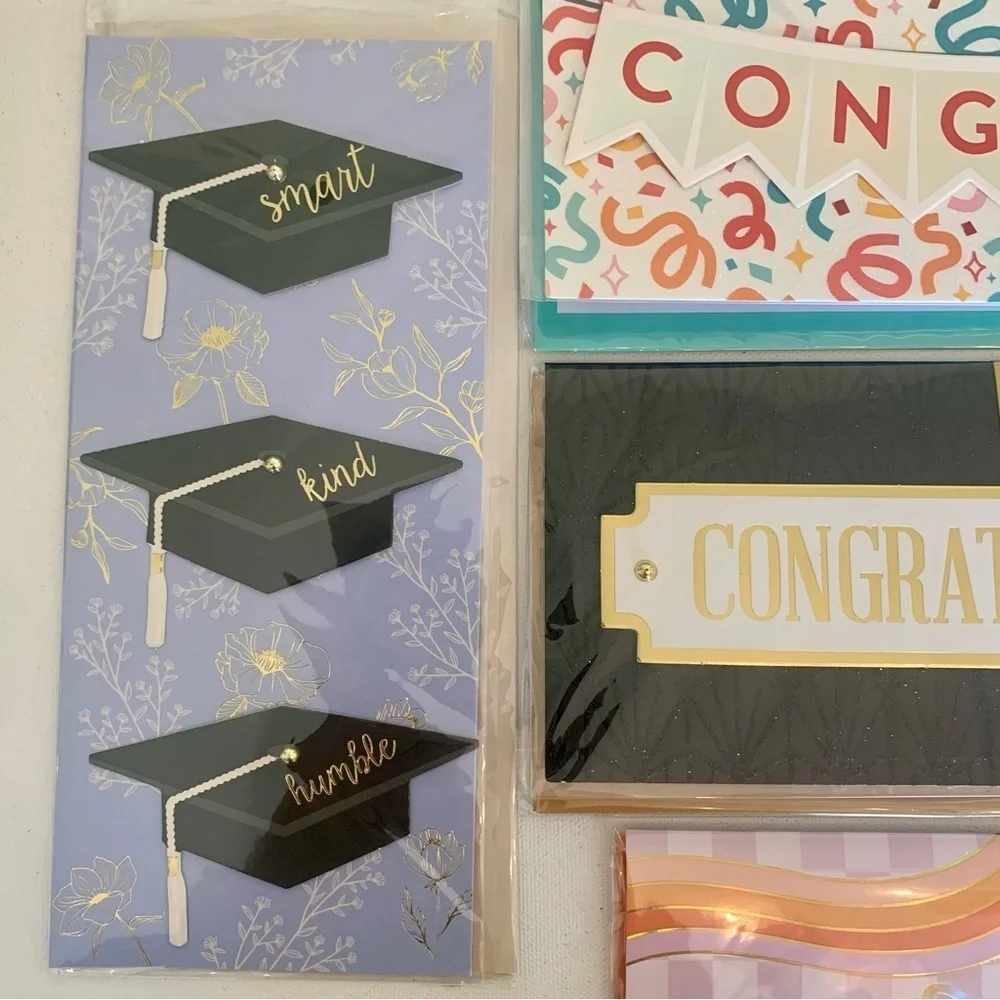 Graduation Cards Variety Pack Lot of 6 Colorful Greetings Cards With Envelopes